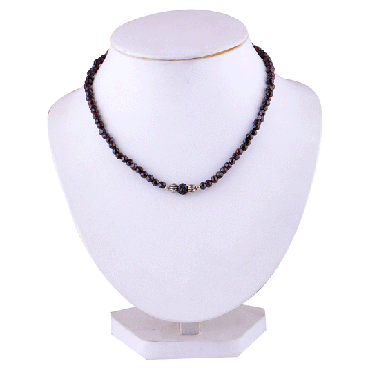 925 Sterling Silver Garnet Plain Gemstone Strings Necklace - R5900032-5
