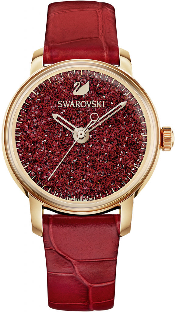 Swarovski Crystalline watch, Leather strap, Red, Stainless Steel — product photo (5295380)