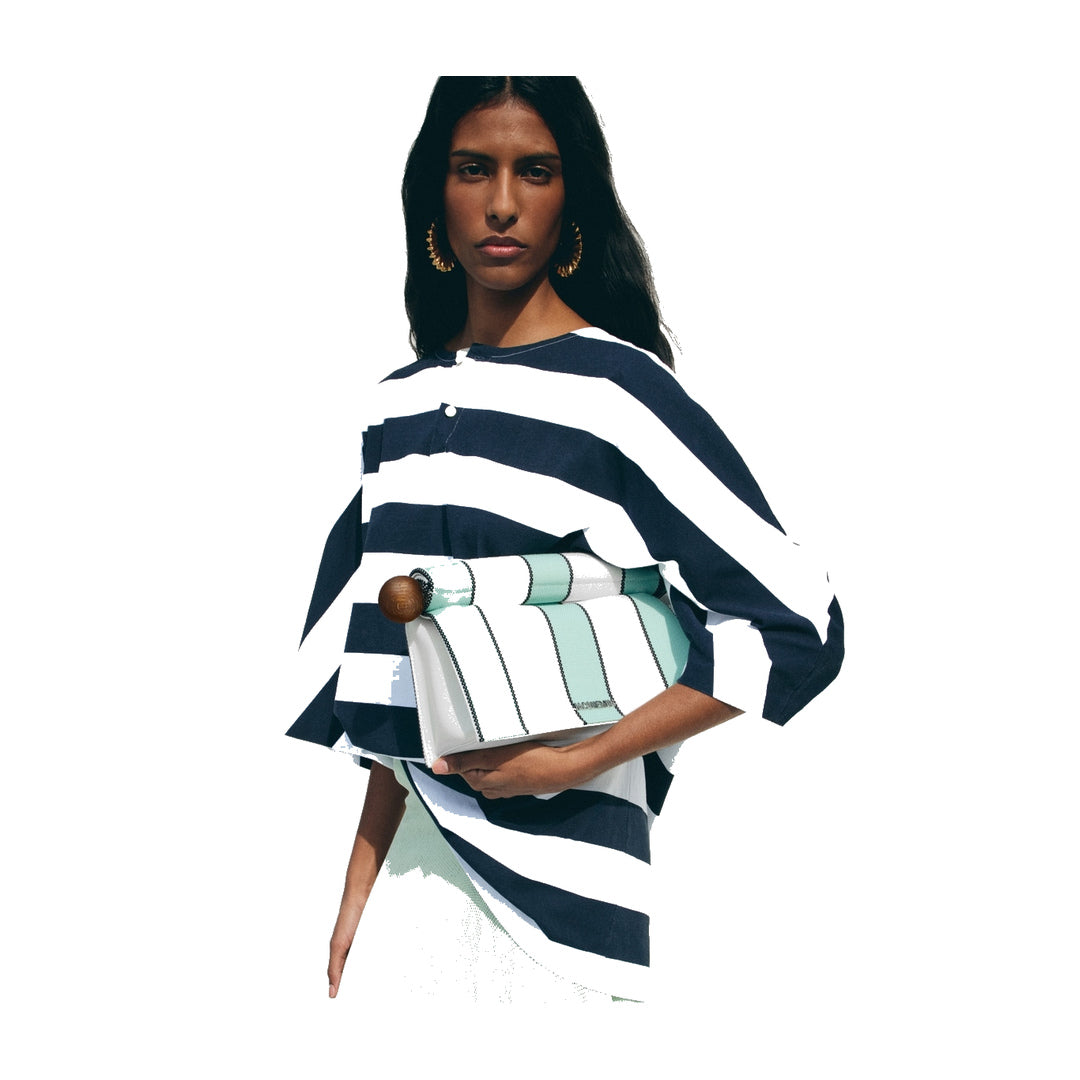 jacquemus The Rond Carré clutch Print Stripes White / Mint by jacquemus