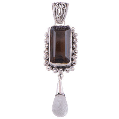 Smoky Topaz, Green Amethyst 925 Sterling Silver Pendant - R300294-4