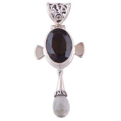 Smoky Topaz, Green Amethyst 925 Sterling Silver Pendant - R300295-28