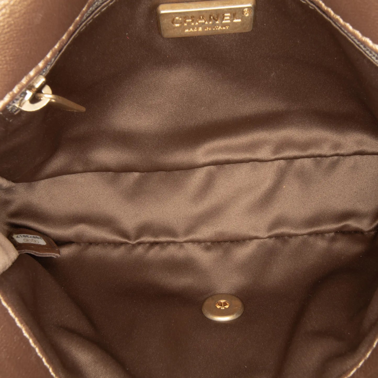 Chanel Mini Sequins Rectangular Single Flap – Gold Satin