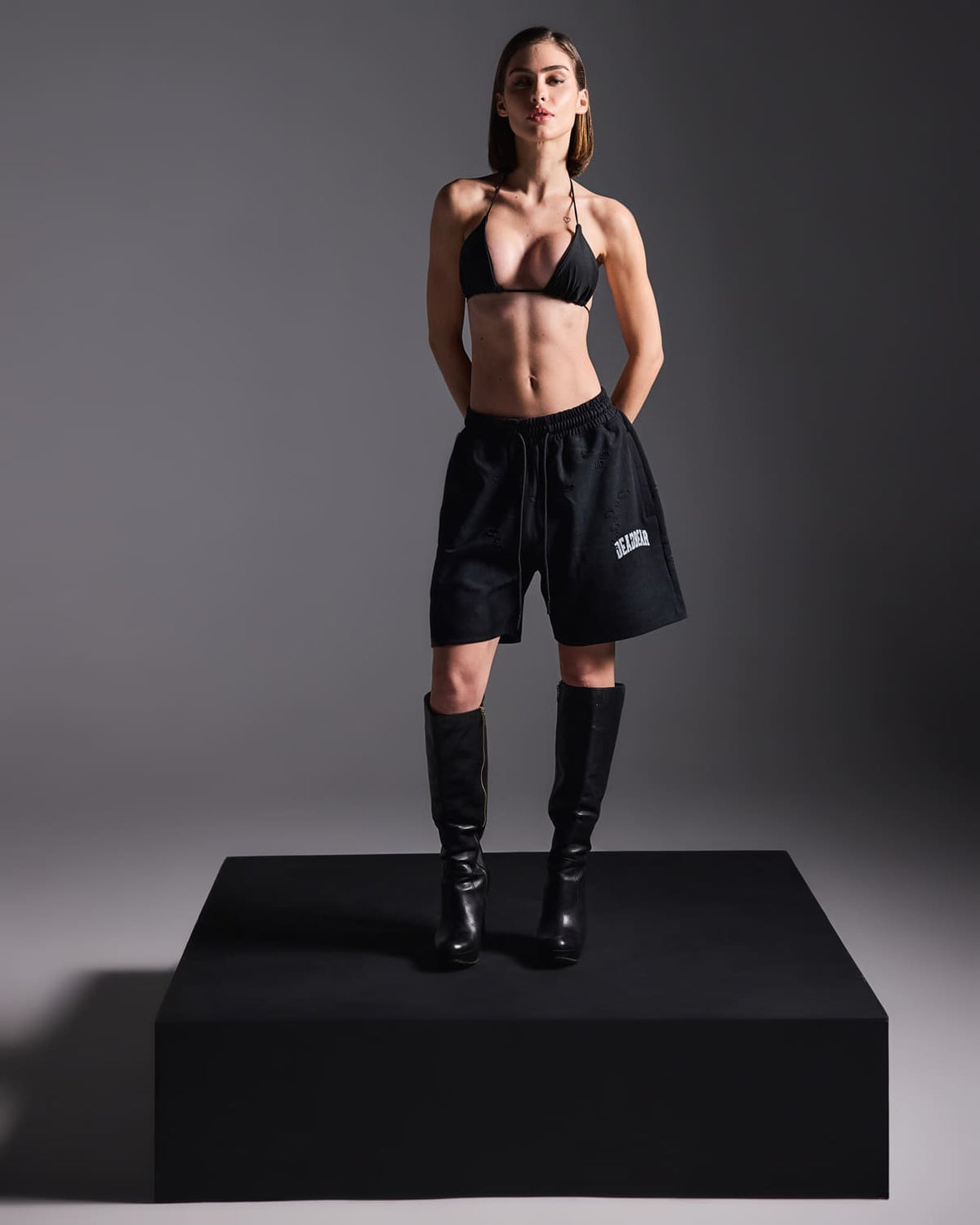 Distressed Washed Black Shorts by DEADBEAR