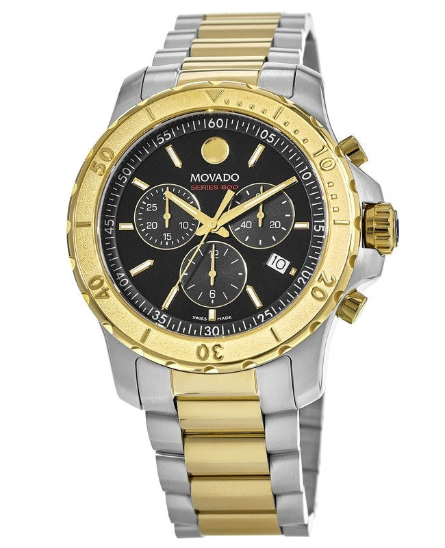 Movado Series 800 Chronograph 2600138 Black Dial Two-Tone 42 mm Watch