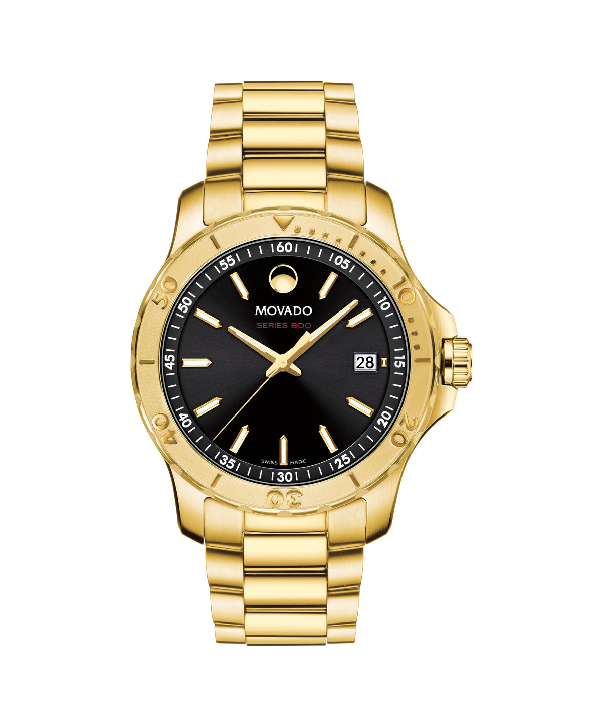 Movado Collection Active Sport 2600150 Black Dial Gold PVD 40 mm Watch