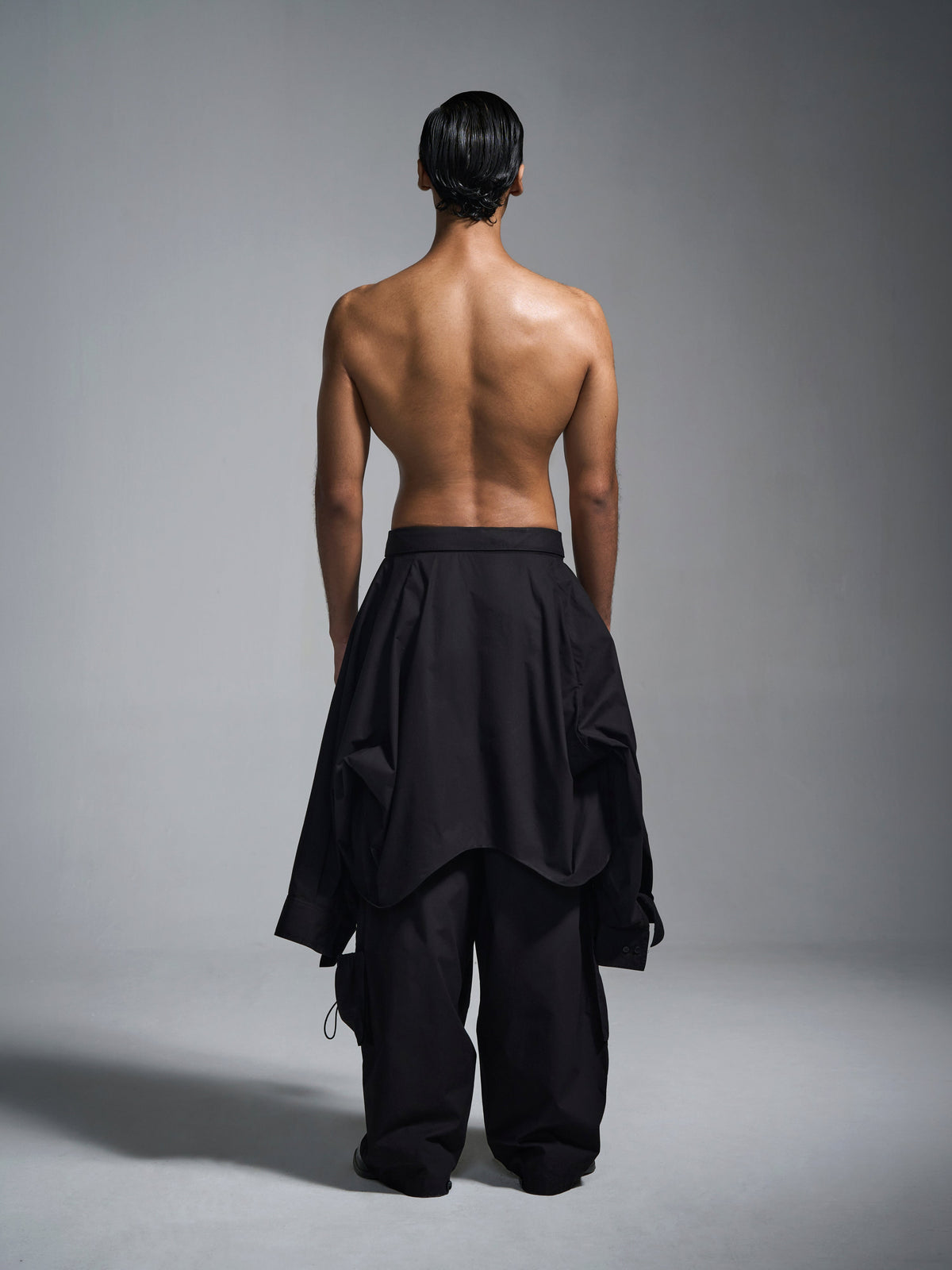 Cargo pants with deconstructed shirt - Black by HUEMN