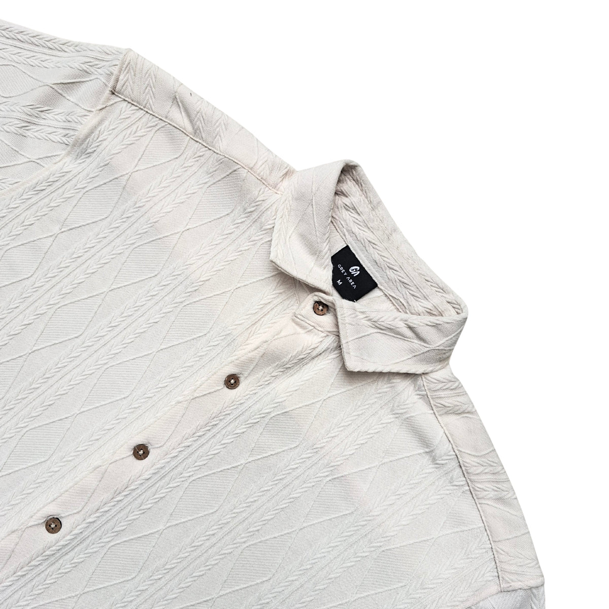 CREAM KNIT HALF SLEEVES SHIRT by GREY AREA
