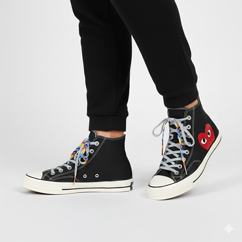 Reggae Vibes Zigzag Gradient Shoelaces | Red - Yellow - Blue - Black | Premium Gradient Flat Sneaker Laces by KNOTTY by KNOTTY