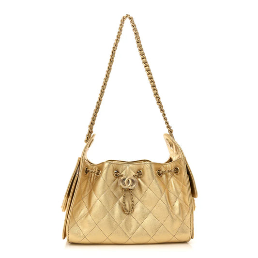 Chanel Metallic Caviar Quilted Mini Chanel 25 Handbag – Gold