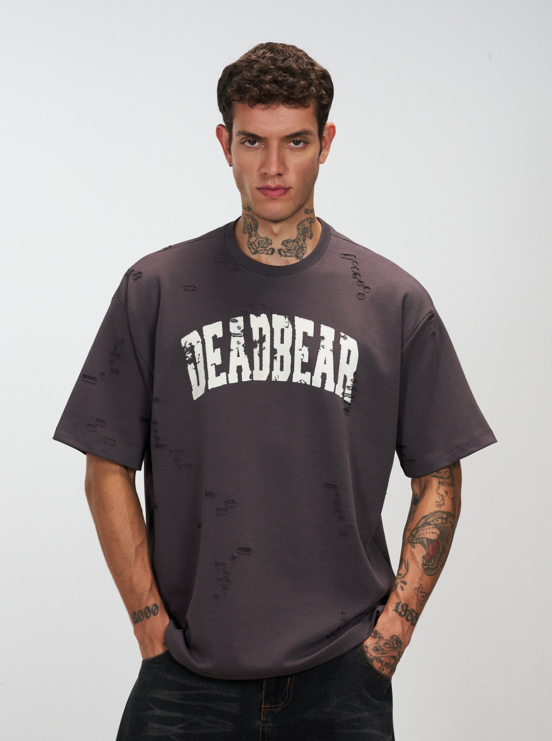 Distressed Ash Grey Tee by DEADBEAR
