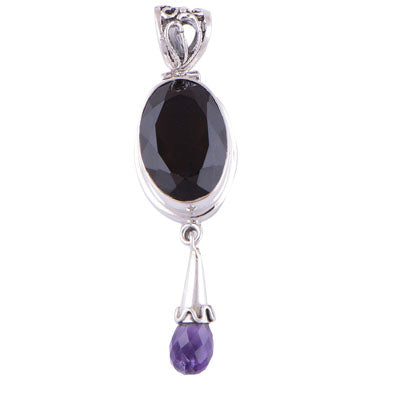 Smoky Topaz, Amethyst 925 Sterling Silver Pendant - R300296-17