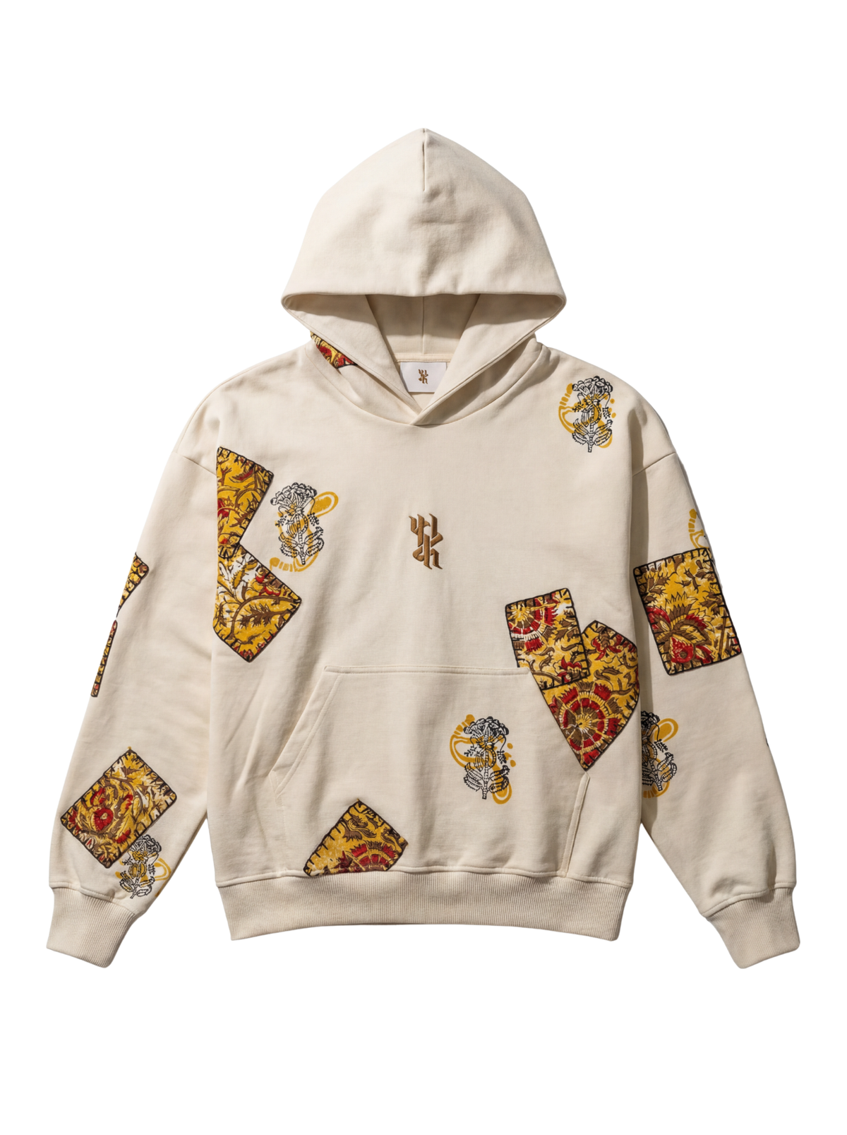 Mustard Blockprinted Hoodie by FARAK