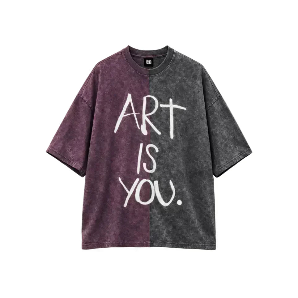 Half n Half T Shirt (Violet-Black) by oddnoteven