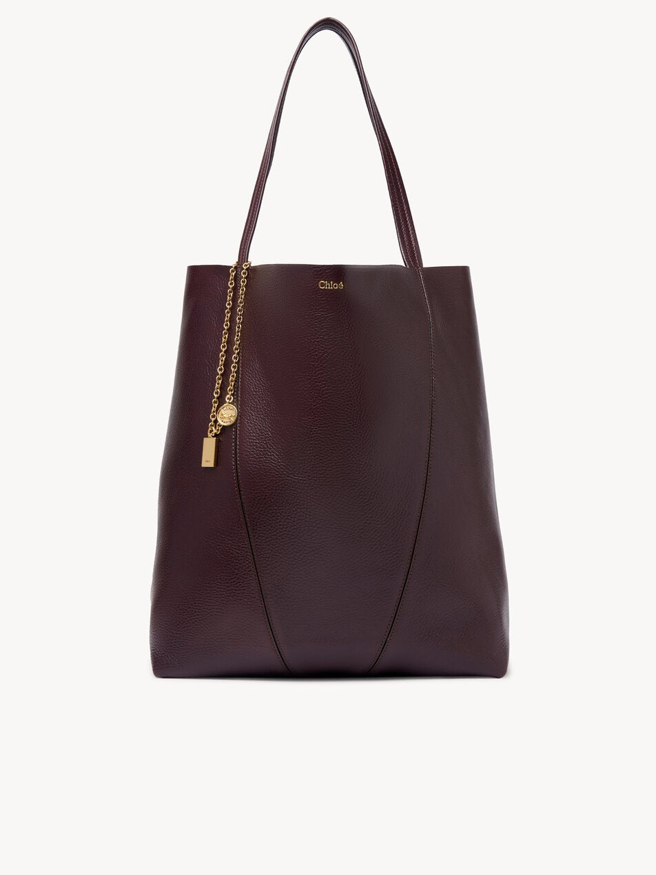 CHLOE Large Chloé Spin tote bag in grained leather Perfect Plum by CHLOE