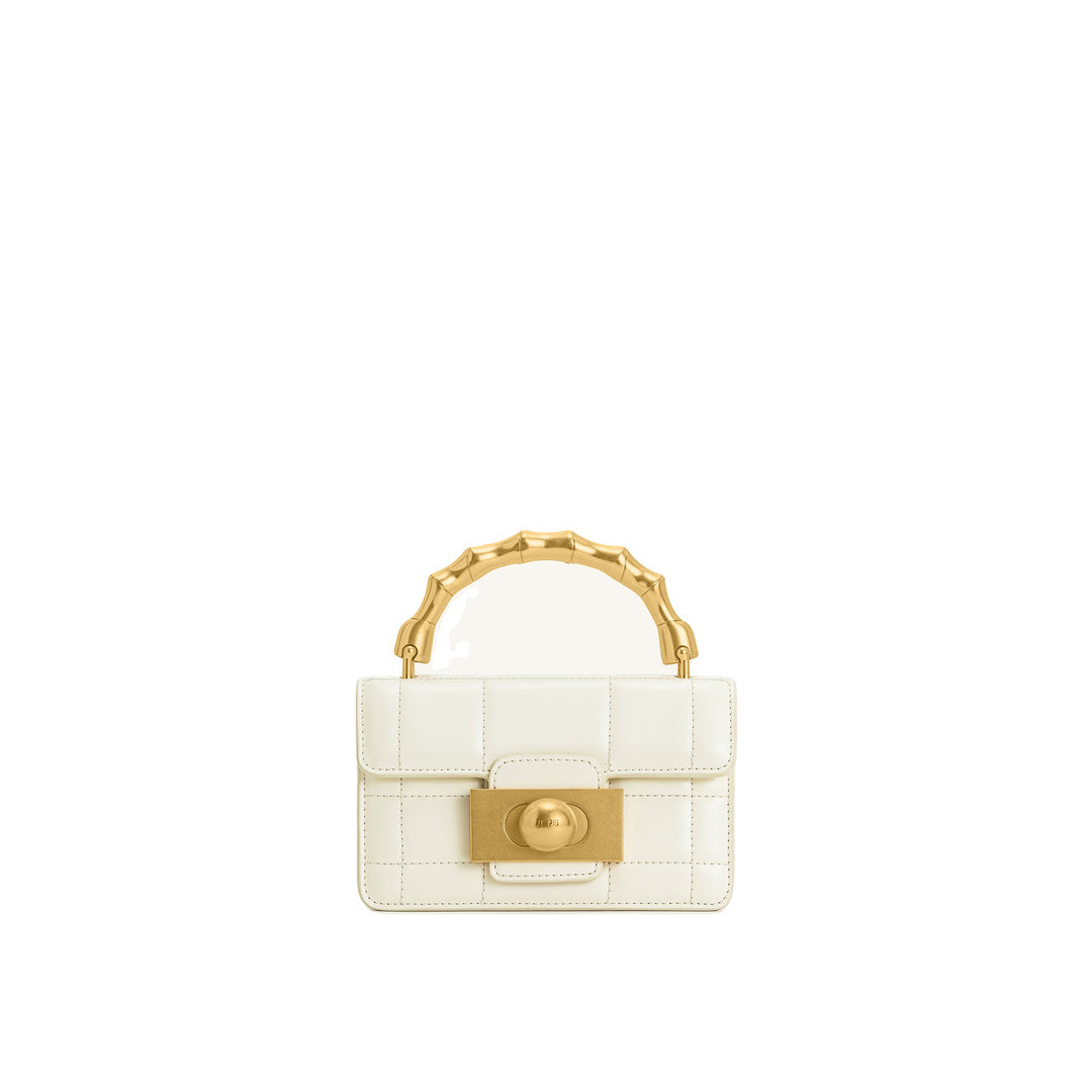 JW PEI Kaia Bamboo Metal Handle Handbag - White by JW PEI