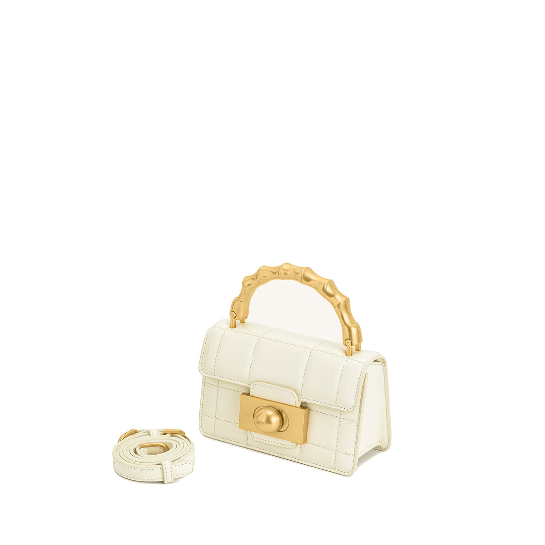 JW PEI Kaia Bamboo Metal Handle Handbag - White by JW PEI
