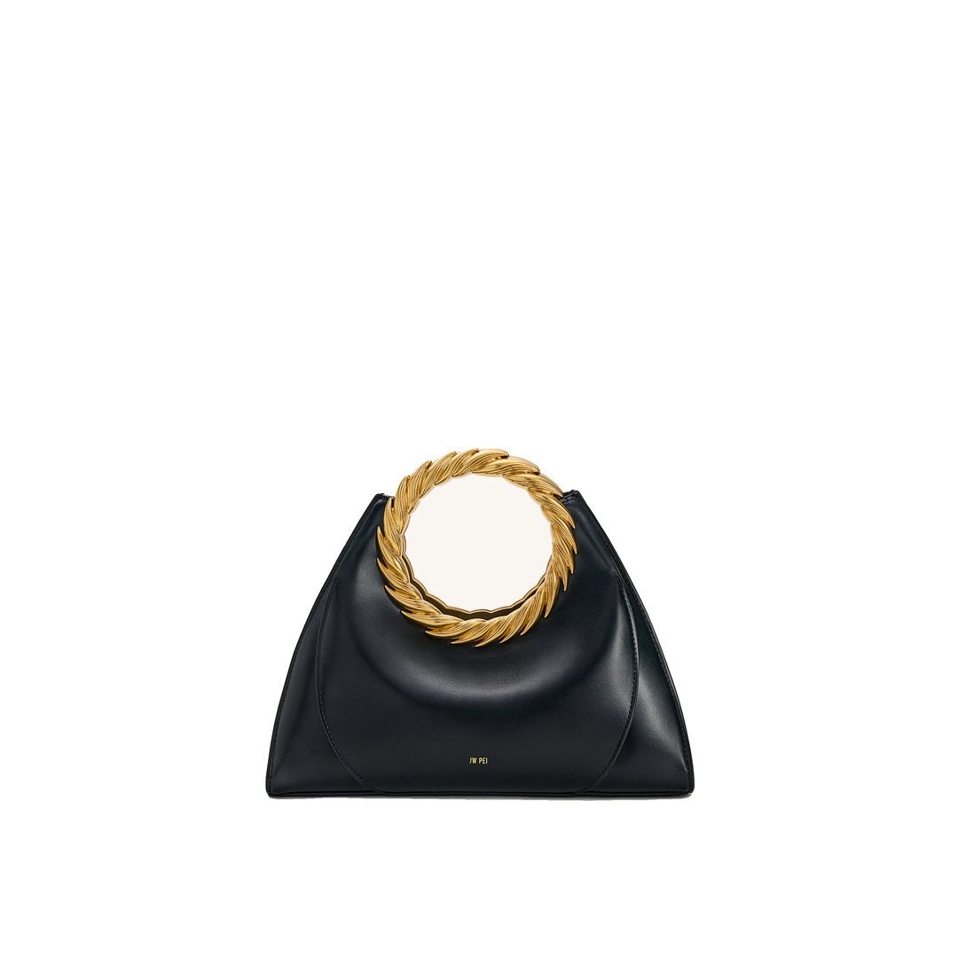 JW PEI Amiya Leaf Handle Sculpture Bag - Black by JW PEI