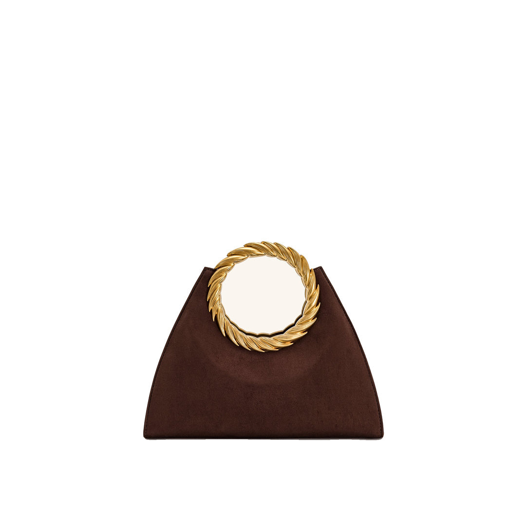 JW PEI Amiya Leaf Handle Faux Suede Sculpture Bag - Mocha Brown by JW PEI
