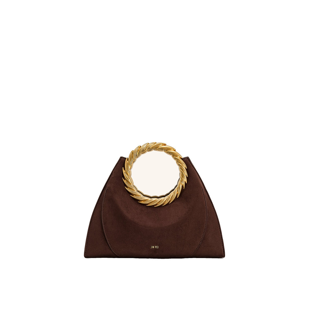 JW PEI Amiya Leaf Handle Faux Suede Sculpture Bag - Mocha Brown by JW PEI