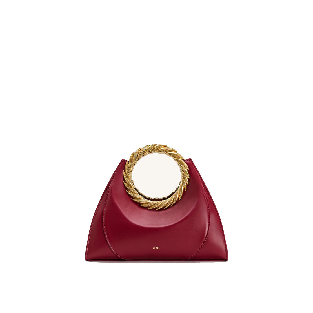 JW PEI Amiya Leaf Handle Sculpture Bag - Wine Red by JW PEI
