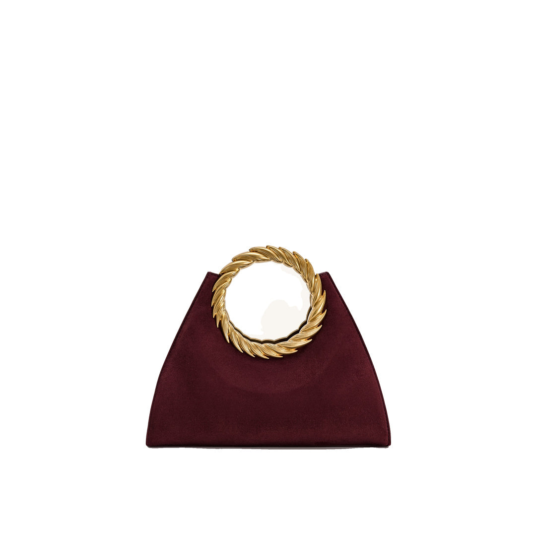 JW PEI Amiya Leaf Handle Faux Suede Sculpture Bag - Merlot Red by JW PEI