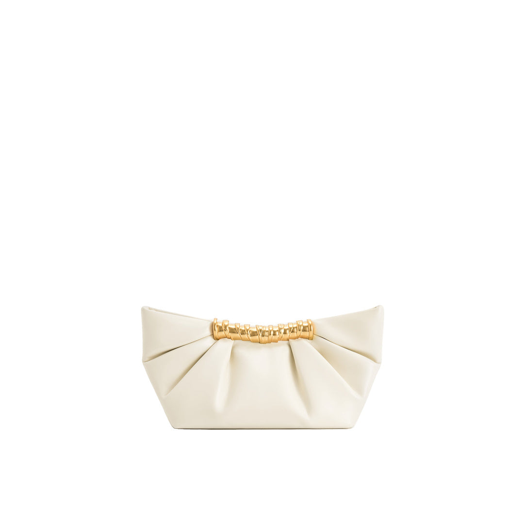 JW PEI Leia Pleated Clutch - White by JW PEI