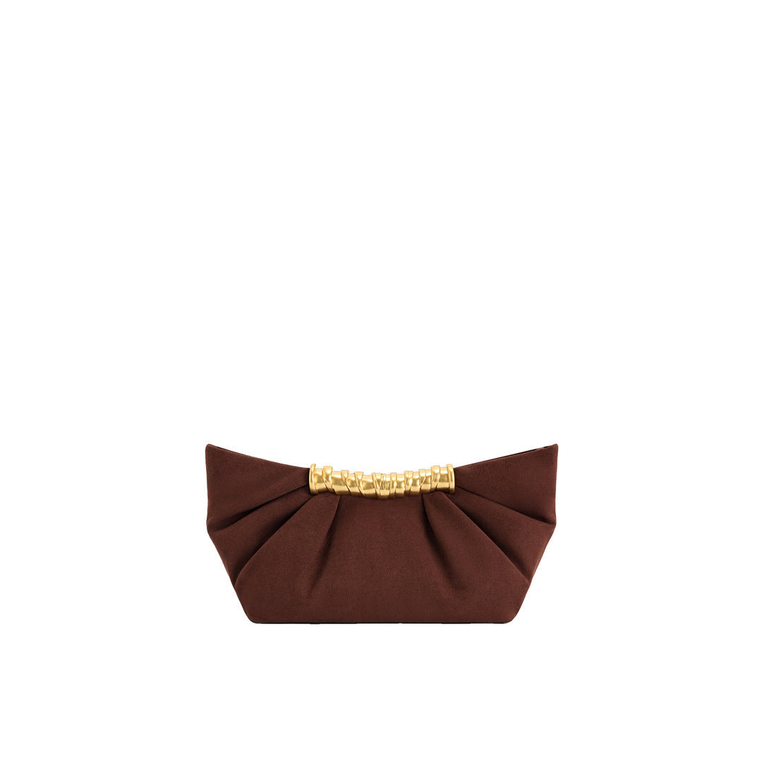 JW PEI Leia Pleated Clutch - Dark Brown by JW PEI