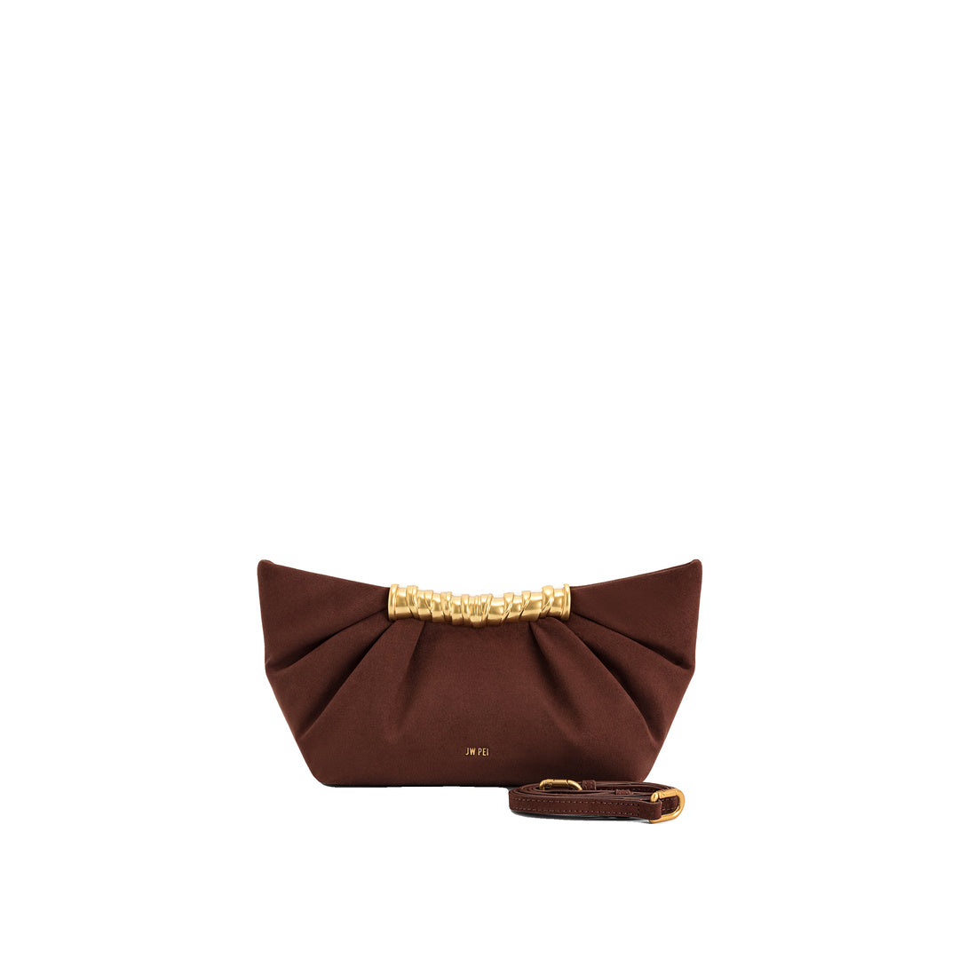 JW PEI Leia Pleated Clutch - Dark Brown by JW PEI