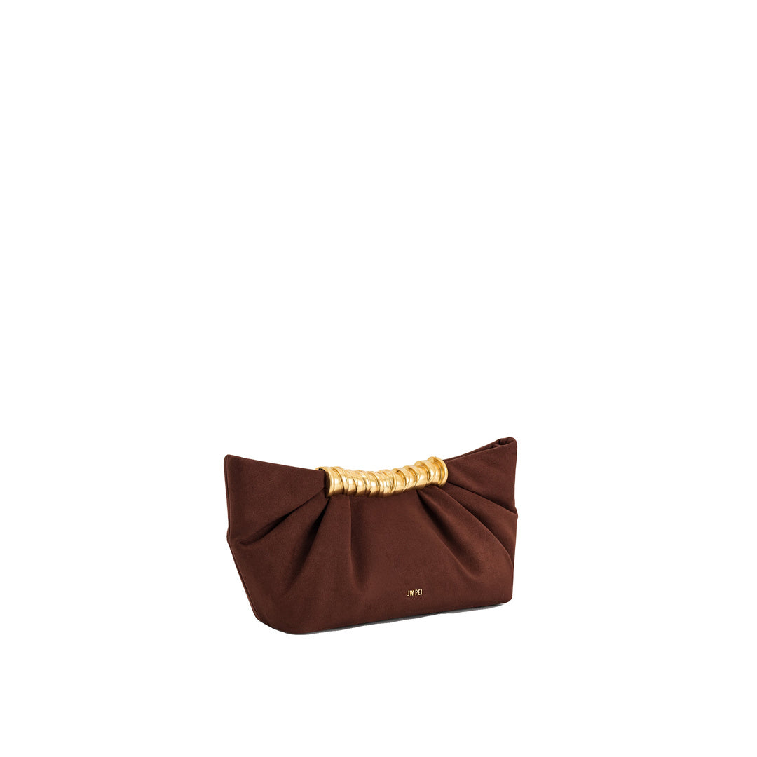 JW PEI Leia Pleated Clutch - Dark Brown by JW PEI