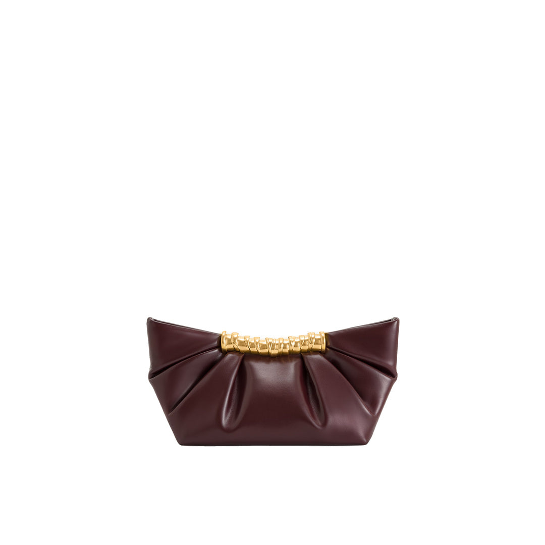 JW PEI Leia Pleated Clutch - Deep Burgundy by JW PEI
