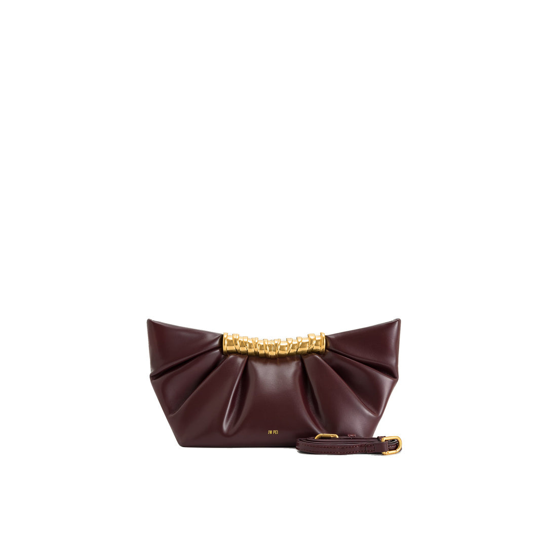 JW PEI Leia Pleated Clutch - Deep Burgundy by JW PEI