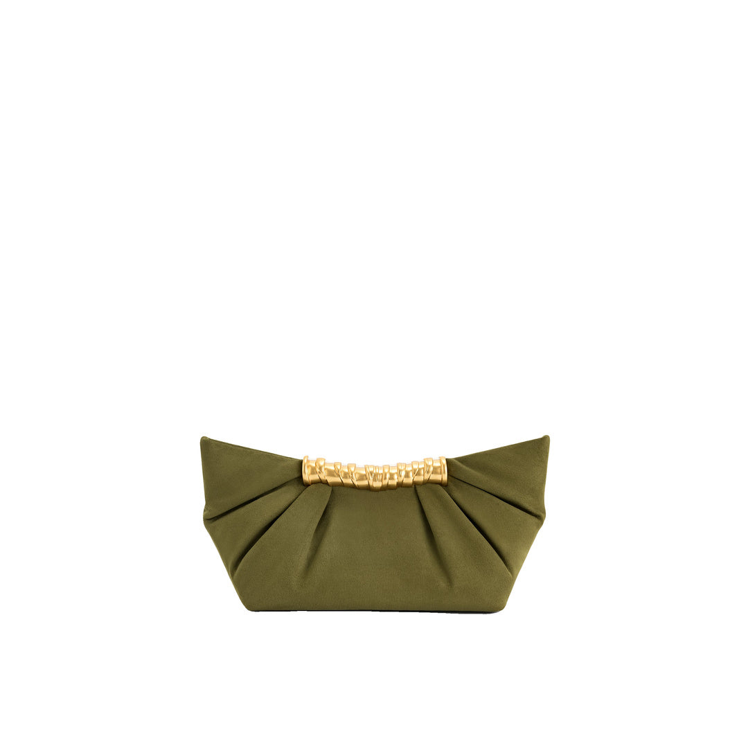 JW PEI Leia Pleated Clutch - Dark Olive by JW PEI
