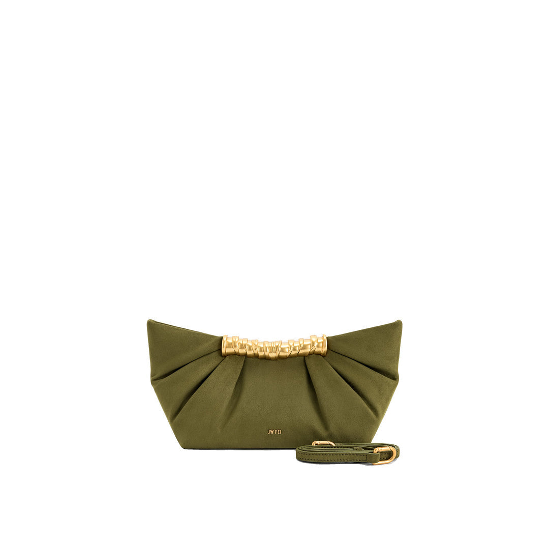 JW PEI Leia Pleated Clutch - Dark Olive by JW PEI