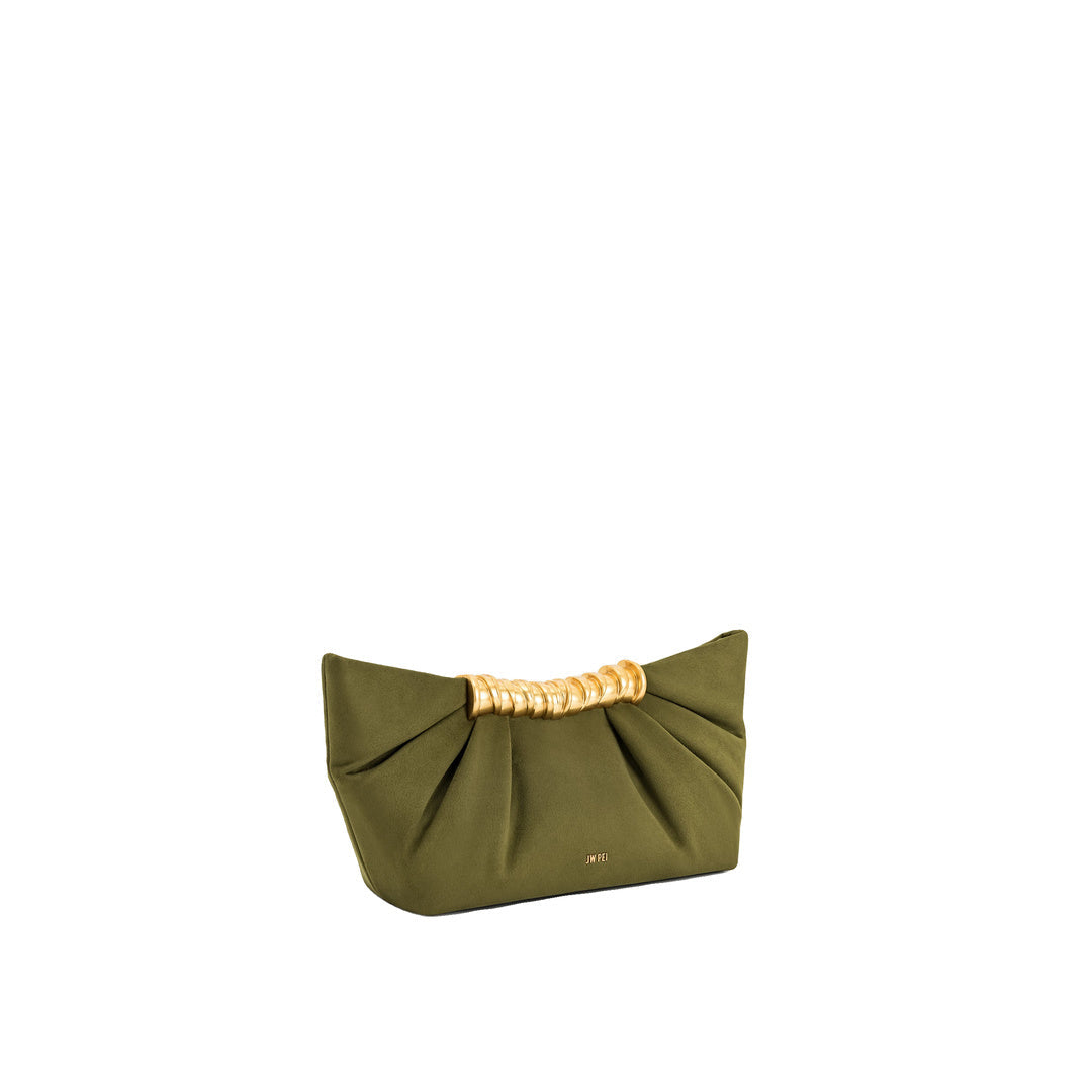 JW PEI Leia Pleated Clutch - Dark Olive by JW PEI