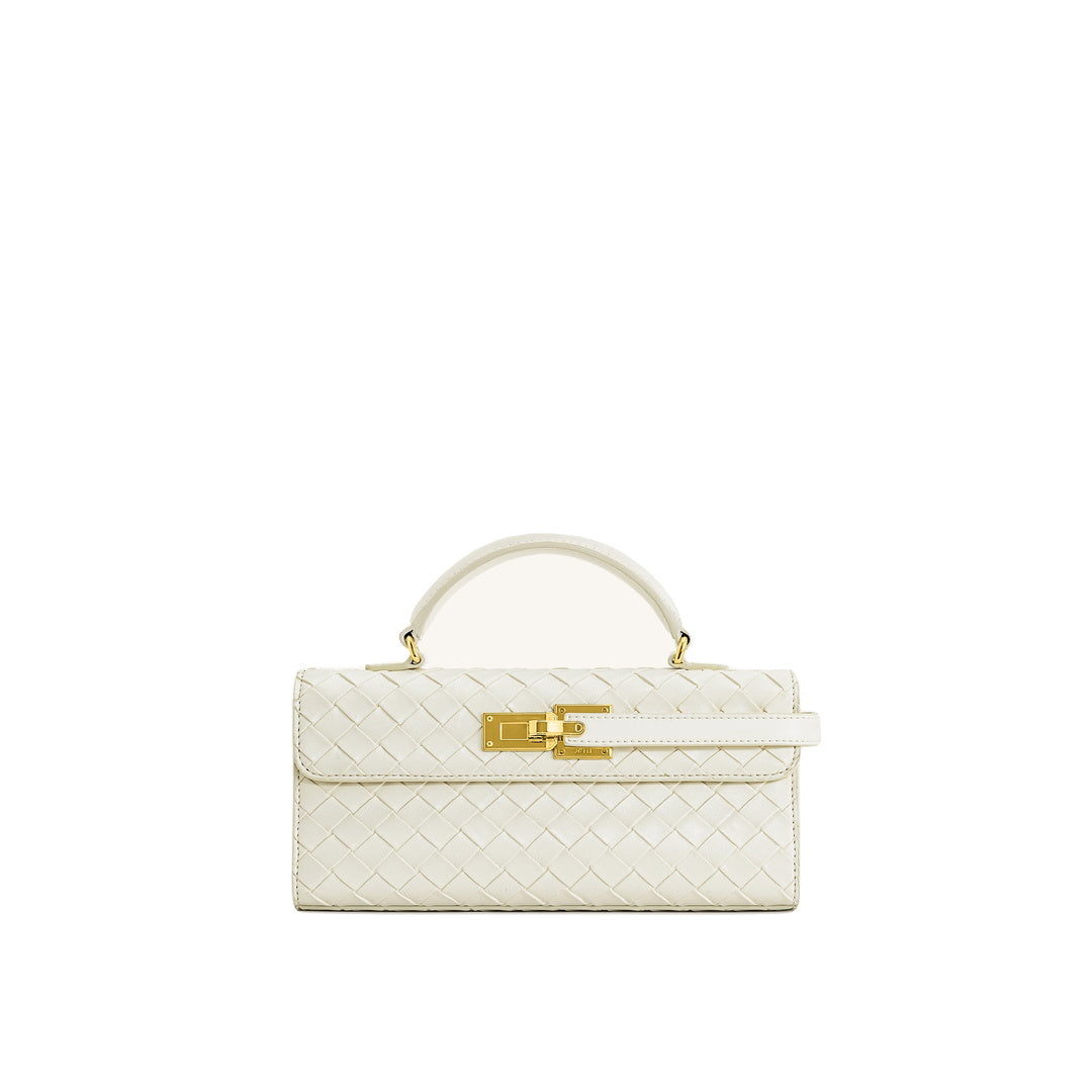JW PEI Keyla Weave Texture Top Handle Bag - White by JW PEI