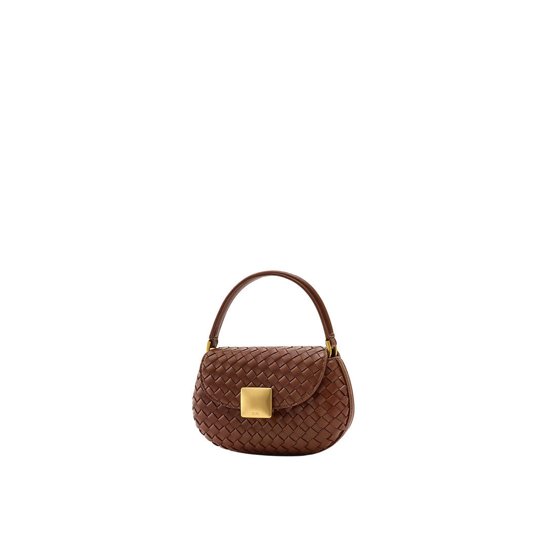 JW PEI Zuri Hand Woven Round Top Handle Bag - Brown by JW PEI
