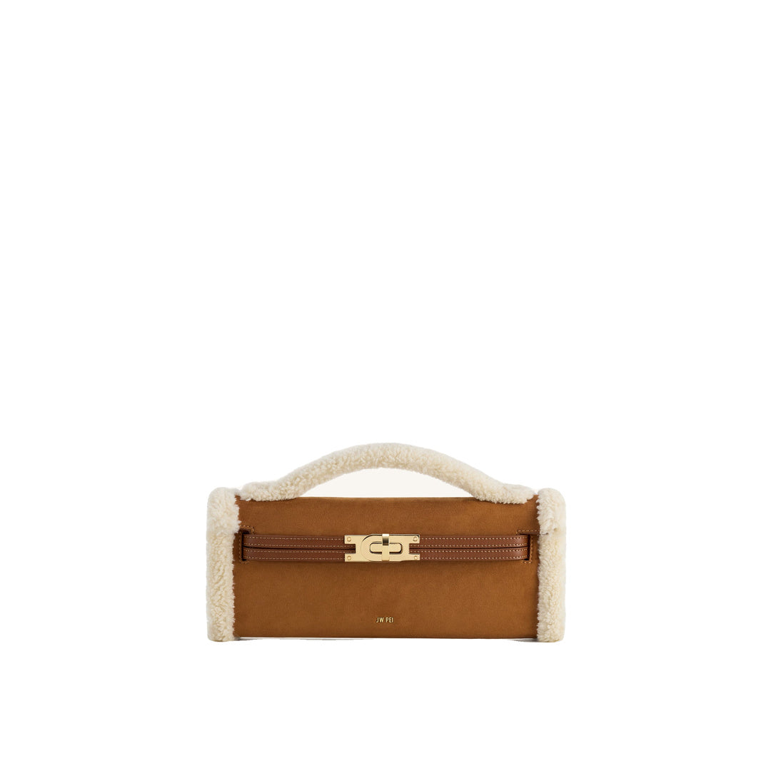 JW PEI Bria Faux Suede Structured Top Handle Bag - Yellow Brown by JW PEI