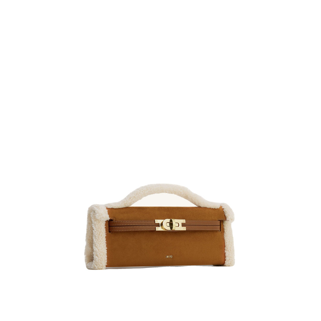 JW PEI Bria Faux Suede Structured Top Handle Bag - Yellow Brown by JW PEI