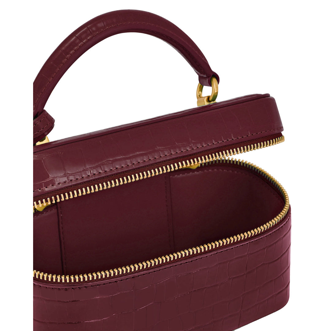 JW PEI Cleo Box Shape Top Handle Bag - Claret Croc by JW PEI