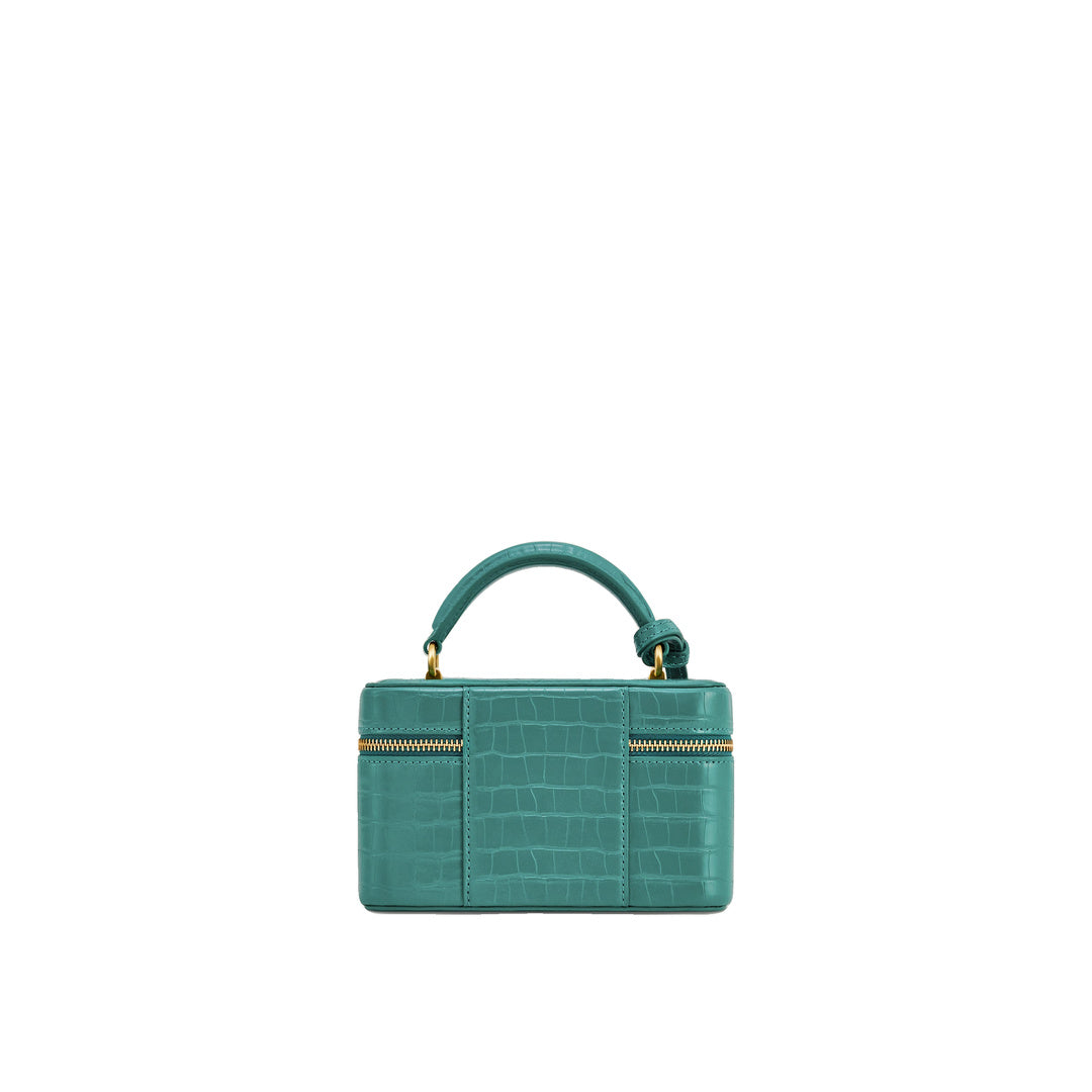 JW PEI Cleo Box Shape Top Handle Bag - Green Croc by JW PEI
