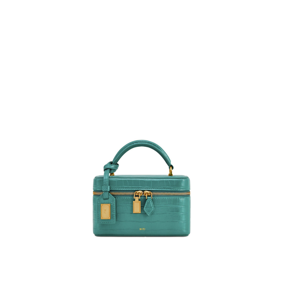 JW PEI Cleo Box Shape Top Handle Bag - Green Croc by JW PEI