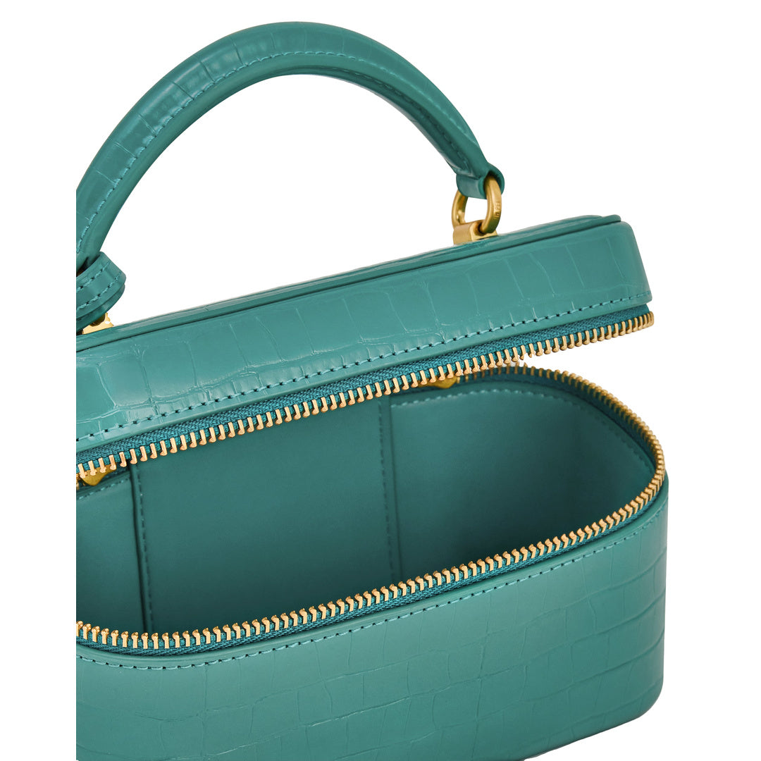 JW PEI Cleo Box Shape Top Handle Bag - Green Croc by JW PEI