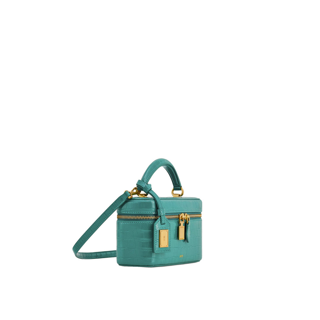 JW PEI Cleo Box Shape Top Handle Bag - Green Croc by JW PEI