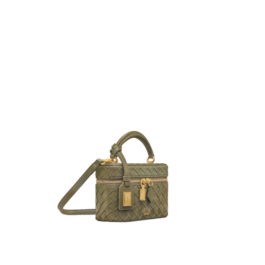 JW PEI Cleo Woven Texture Box Shape Top Handle Bag - Olive Green by JW PEI