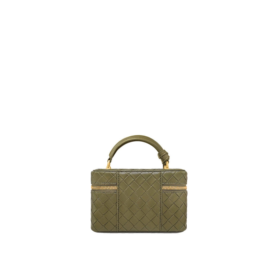 JW PEI Cleo Woven Texture Box Shape Top Handle Bag - Olive Green by JW PEI
