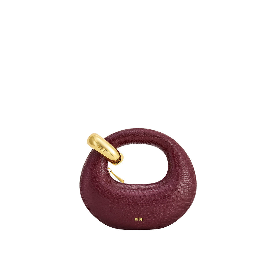 JW PEI Abacus Faux Snake-Effect Mini Top Handle Bag - Burgundy by JW PEI