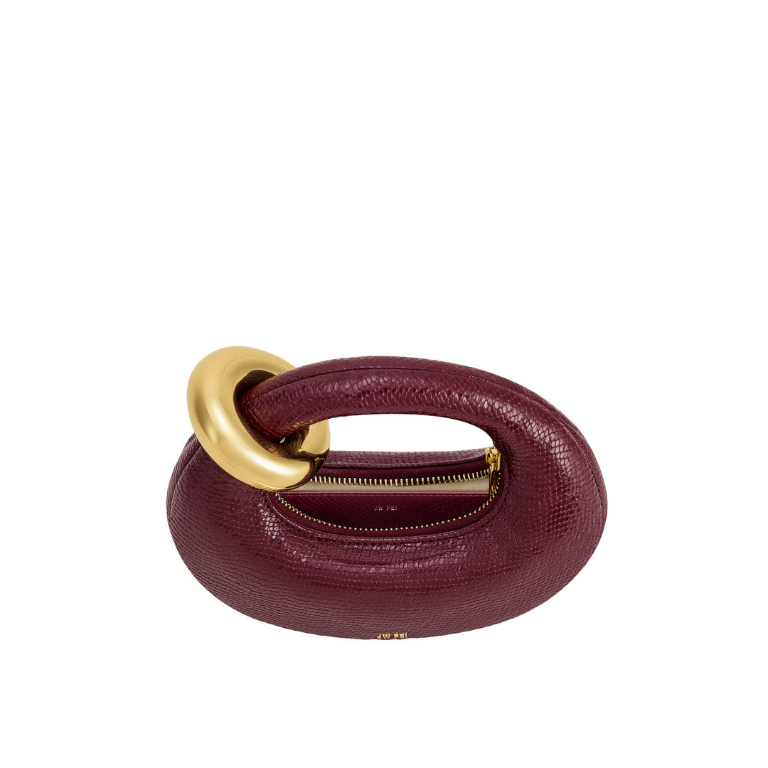 JW PEI Abacus Faux Snake-Effect Mini Top Handle Bag - Burgundy by JW PEI