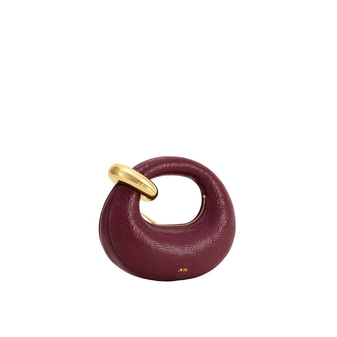 JW PEI Abacus Faux Snake-Effect Mini Top Handle Bag - Burgundy by JW PEI