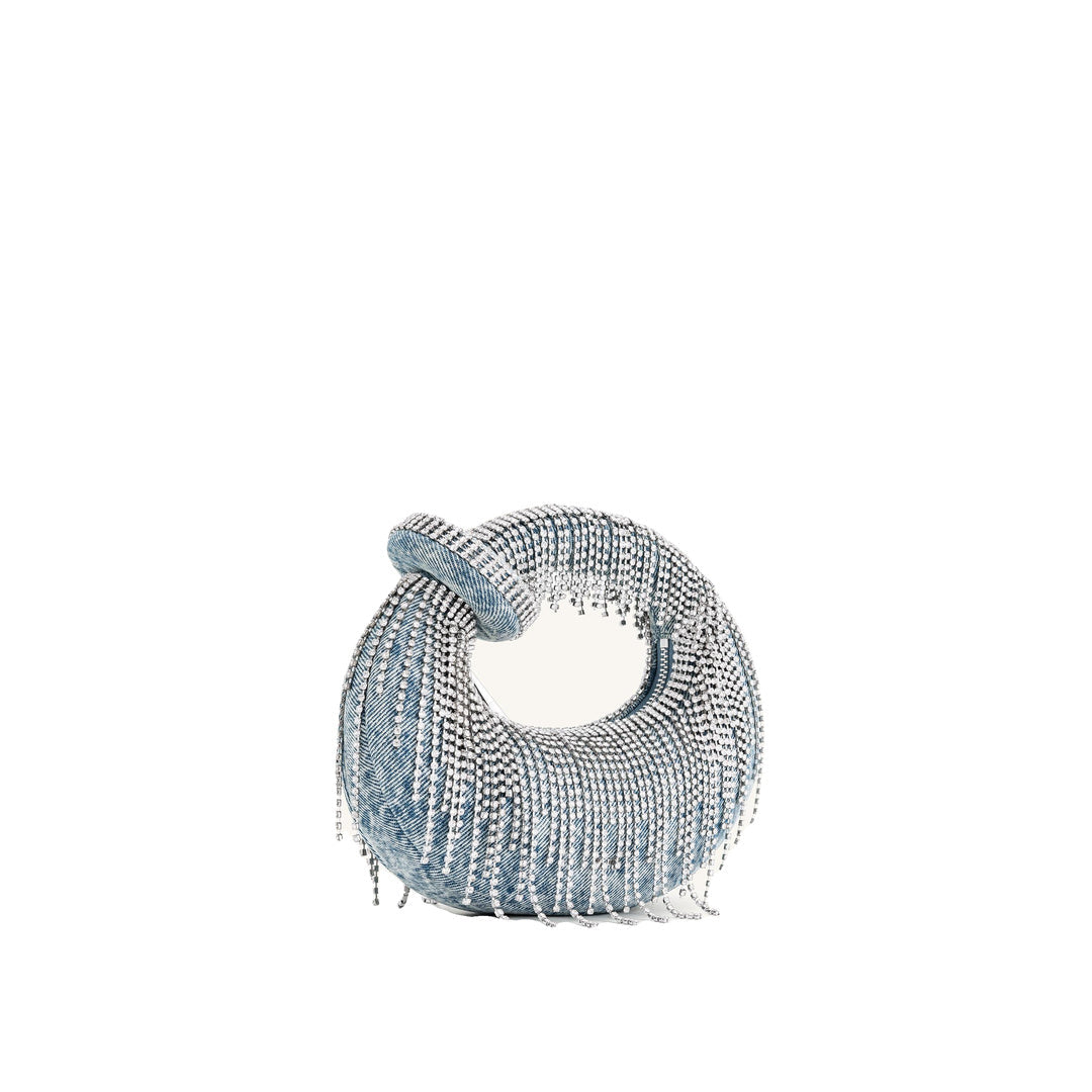 JW PEI Abacus Denim Artificial Crystal Mini Top Handle Bag - Blue by JW PEI