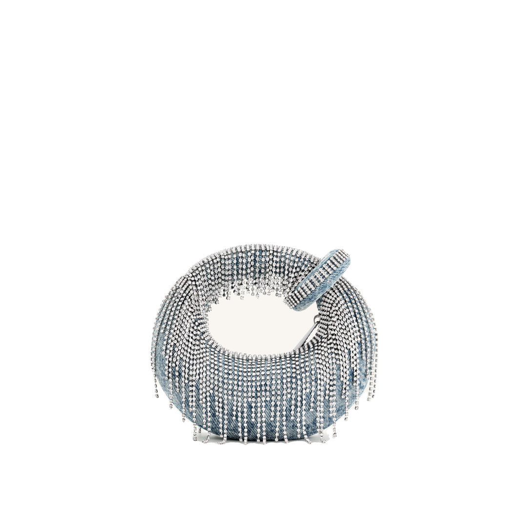 JW PEI Abacus Denim Artificial Crystal Mini Top Handle Bag - Blue by JW PEI
